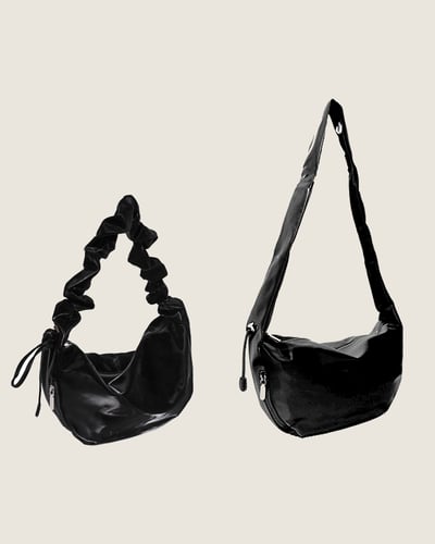 2way光澤側背包-黑1