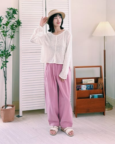 花朵防曬扣衫-杏7