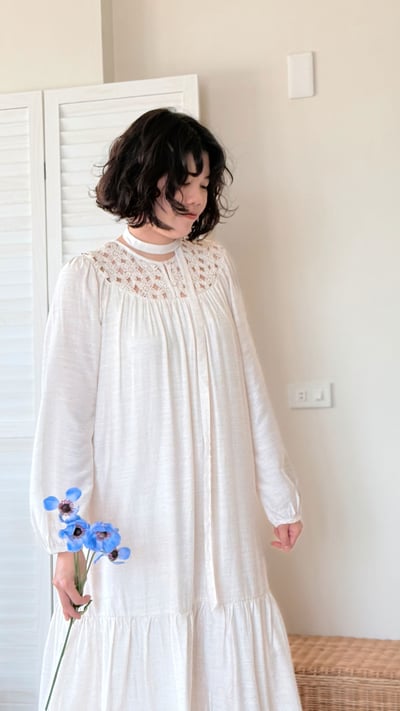 極致棉麻花朵洋裝3