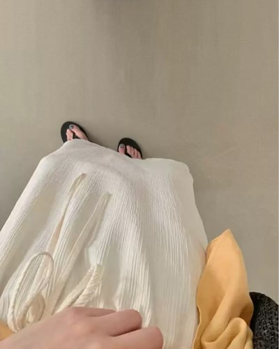 波紋層次紗長裙-杏3