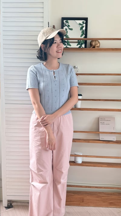 法式紋理針織衫-紫2