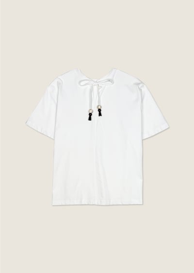 前後穿寬鬆串珠Tee-杏1