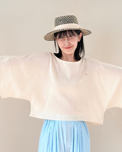 witharch-棉紗連袖上衣-杏2