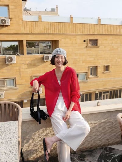 細緻連帽防曬衣-紅2