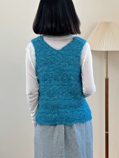 質感V領鉤織背心-藍5