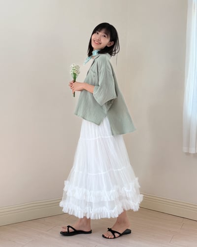 witharch-法式古巴襯衫-綠2