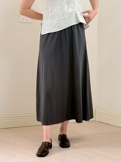 棉質微柔口袋長裙-深灰2