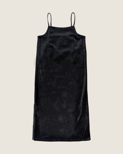 復古絲絨吊帶洋裝-黑1