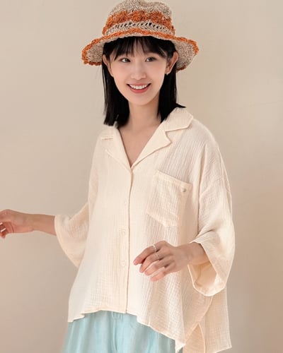 witharch-法式古巴襯衫-杏1