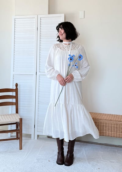 極致棉麻花朵洋裝2