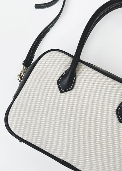 帆布與皮革復古手提包(真皮)9