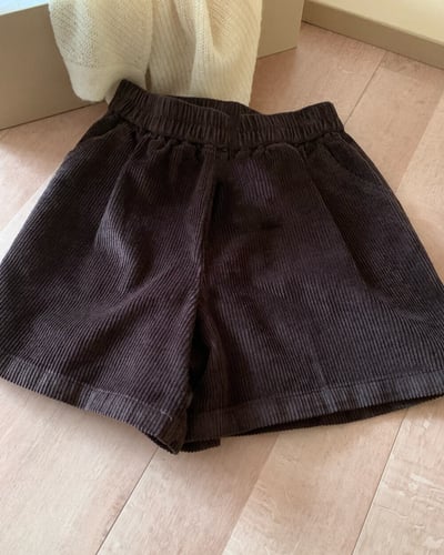 燈心絨萬能短褲-咖5