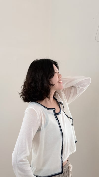 亞麻撞色開襟外套-杏4