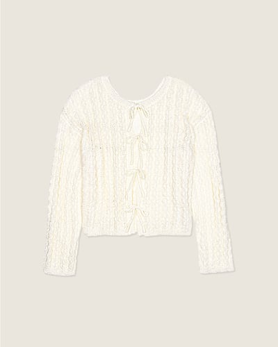 witharch前後穿綁帶開襟衫-杏1