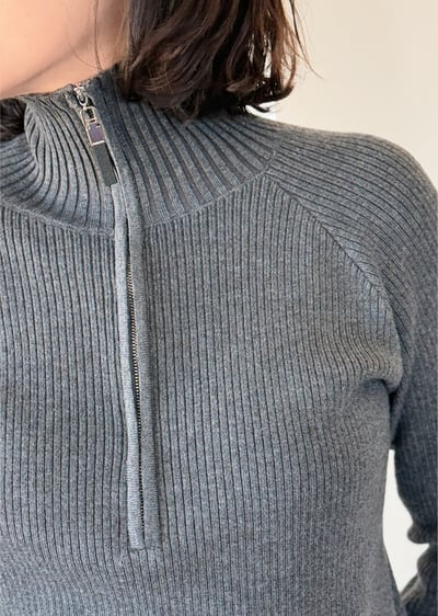 拉鍊翻領針織洋裝9