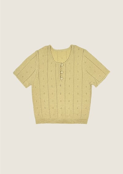 法式紋理針織衫-黃1
