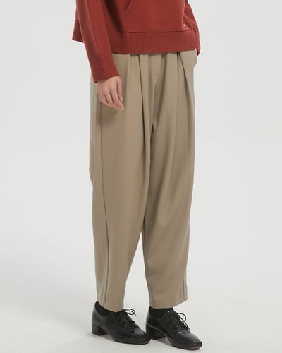 witharch軟料西裝褲-卡其1