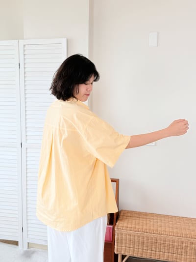 高質感口袋短袖襯衫-黃6