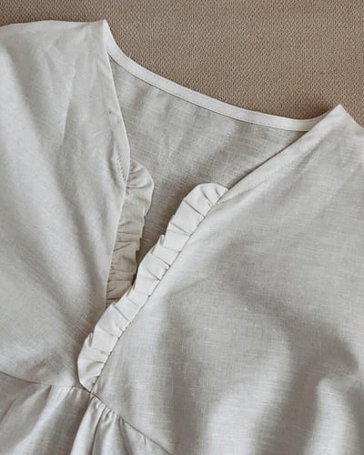 棉麻荷領口袋上衣2
