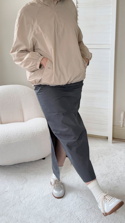 韓國純棉側開衩長裙5