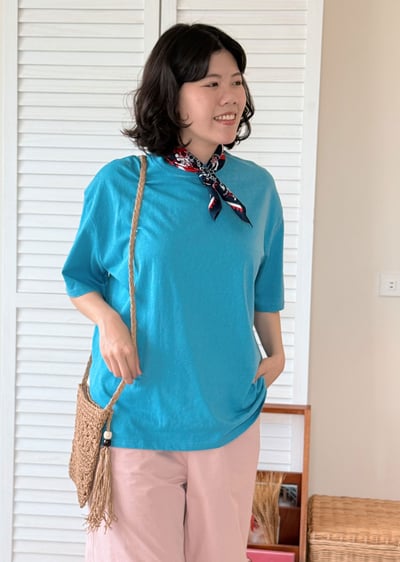 純棉極簡寬鬆tee-藍2
