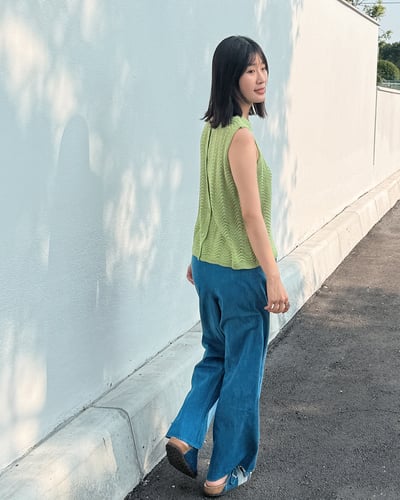 witharch法式鉤織背心-綠5
