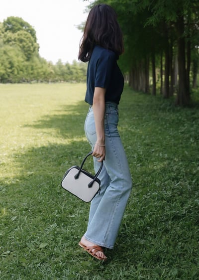 帆布與皮革復古手提包(真皮)4