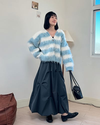 鬆軟條紋開襟外套4