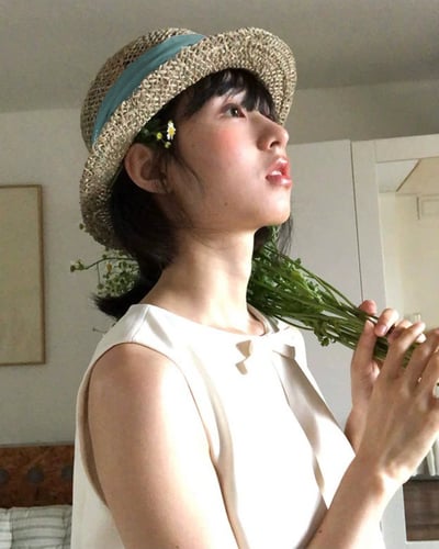 鏤空草編帽-綠4