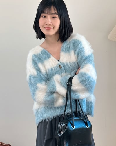 鬆軟條紋開襟外套1