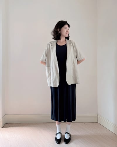 亞麻後扣抗皺薄料西外2