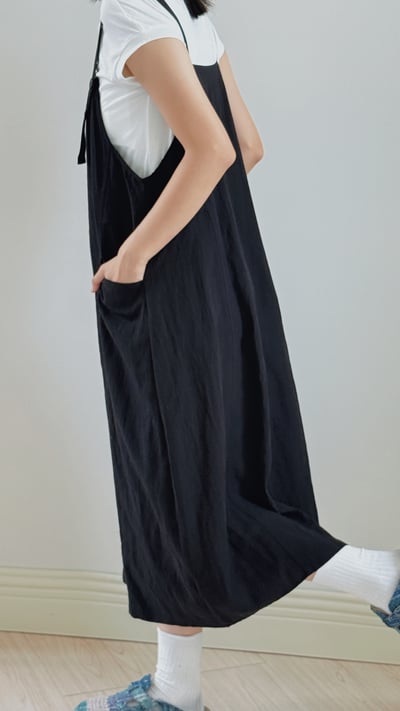 亞麻工裝吊帶裙5