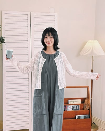花朵防曬扣衫-杏8