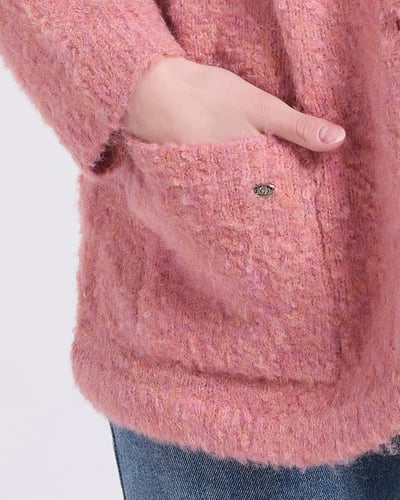 witharch圈圈絨排釦外套-粉5