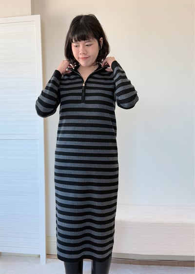 拉鍊翻領針織洋裝3