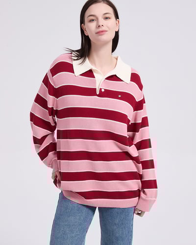 witharch條紋polo上衣-紅5