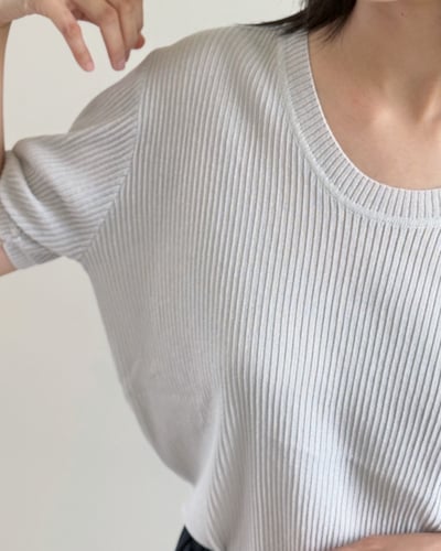 U領透膚羅紋針織衫-灰4