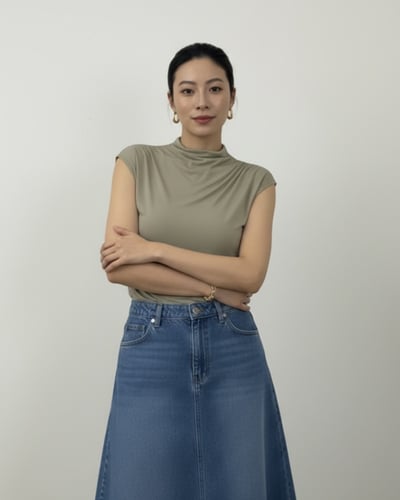 小立領法式袖上衣-灰杏3
