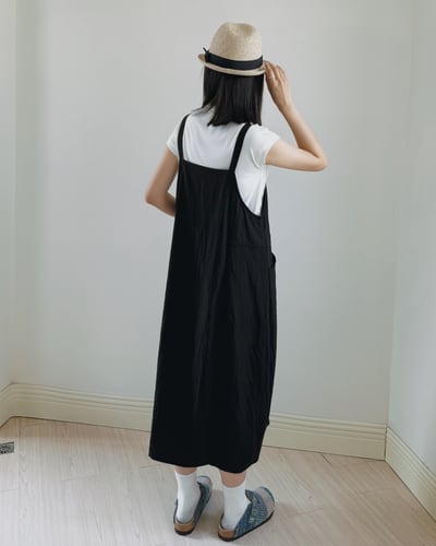 亞麻工裝吊帶裙6