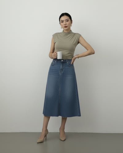小立領法式袖上衣-灰杏2