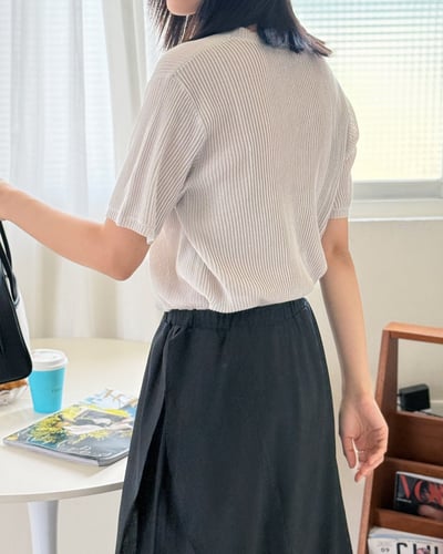 U領透膚羅紋針織衫-灰5