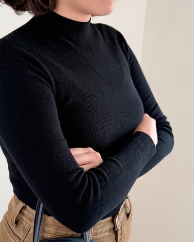 3D小立領上衣-黑4