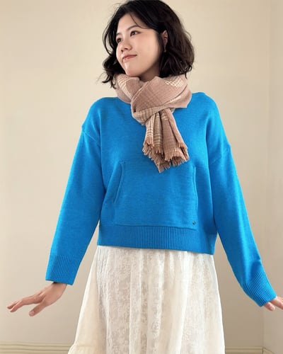 蘇格蘭愛心圍巾-灰粉3