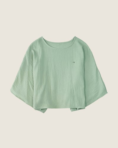 witharch-棉紗連袖上衣-綠1