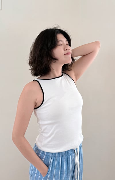 撞色寬領百搭背心-杏6