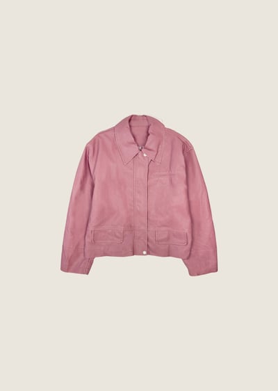 莓果皮革騎士夾克1