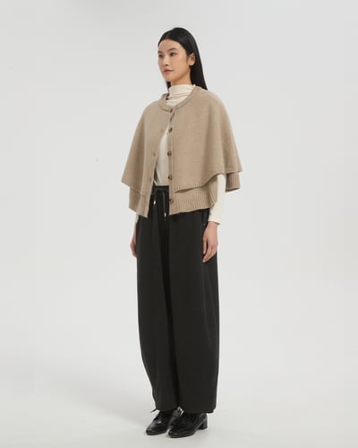 毛呢鬆緊彎刀褲-深灰2