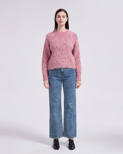 彩點輕絨毛衣-粉3