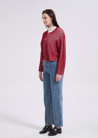 witharch精緻毛毛扣衫-紅4