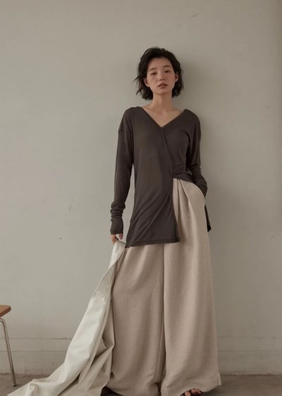 天絲V領剪裁防曬衣2